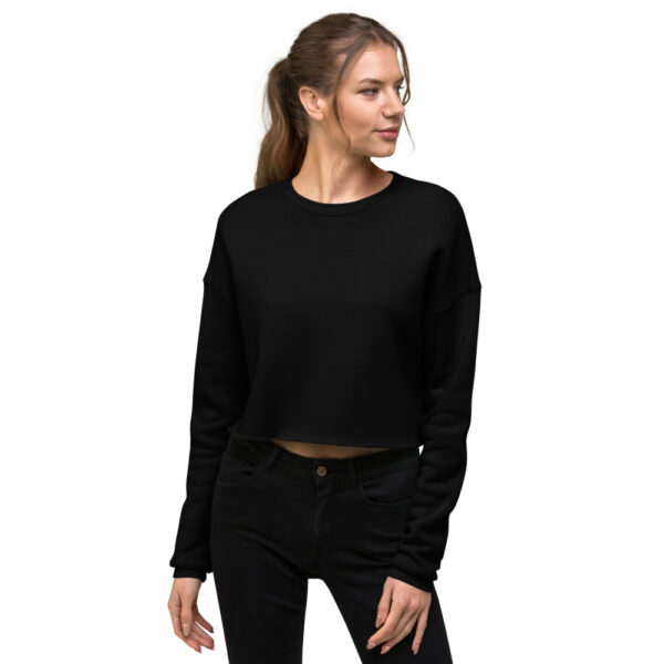 moteriškas iškirptas bliuzonas womens cropped sweatshirt black front 61f16cd3355a4
