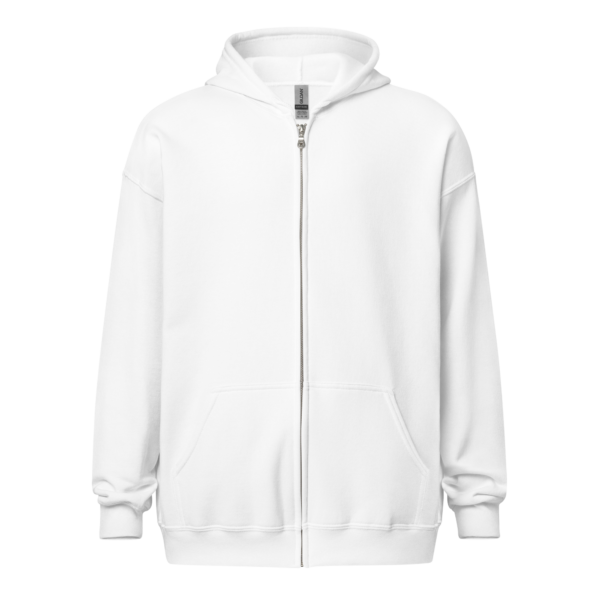 unisex džemperis su užtrauktu unisex heavy blend zip hoodie white front 669e9a5b4ee8c